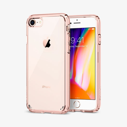 042CS20924 - iPhone SE Ultra Hybrid case in rose crystal showing the back